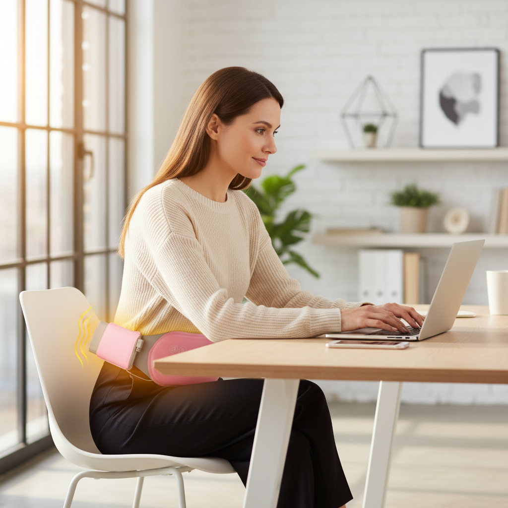 Eelctric Period Cramp Massager Vibrator Heating Pad For Menstrual Warm Uterus Belt Waist Back Massager Women Gift