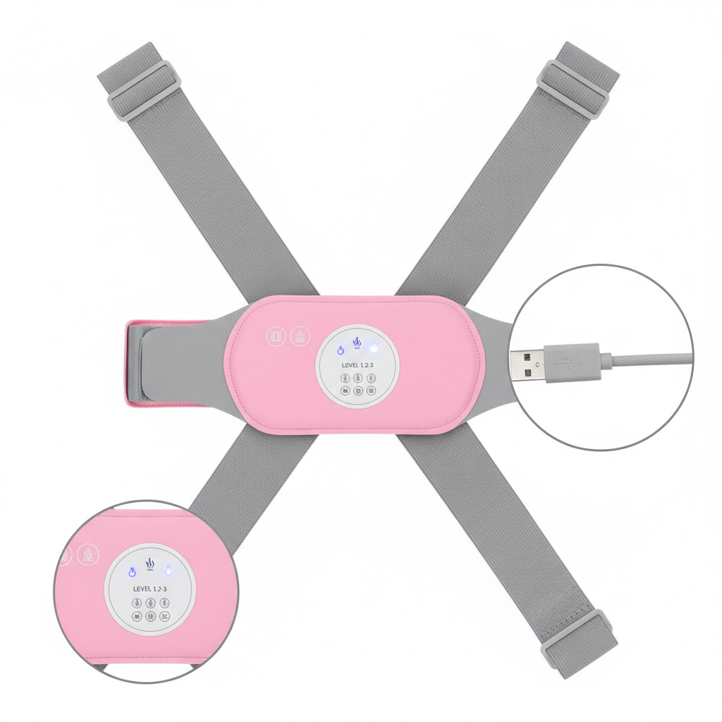 Eelctric Period Cramp Massager Vibrator Heating Pad For Menstrual Warm Uterus Belt Waist Back Massager Women Gift